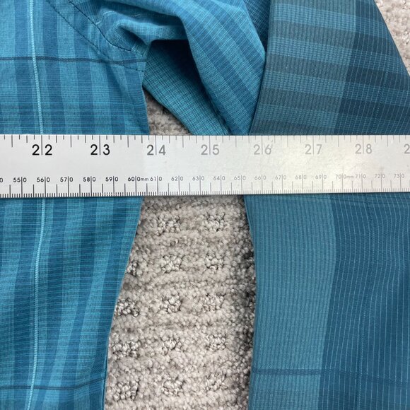 Calvin Klein Button Up Shirt Men XL Teal Blue Plaid Slim Fit Polo Long Sleeve - Picture 7 of 8